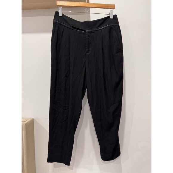 Helmut Lang Size 6 Pants Womens Navy Crepe Tapered Leg Relaxed Pleated Ankle - Picture 1 of 7